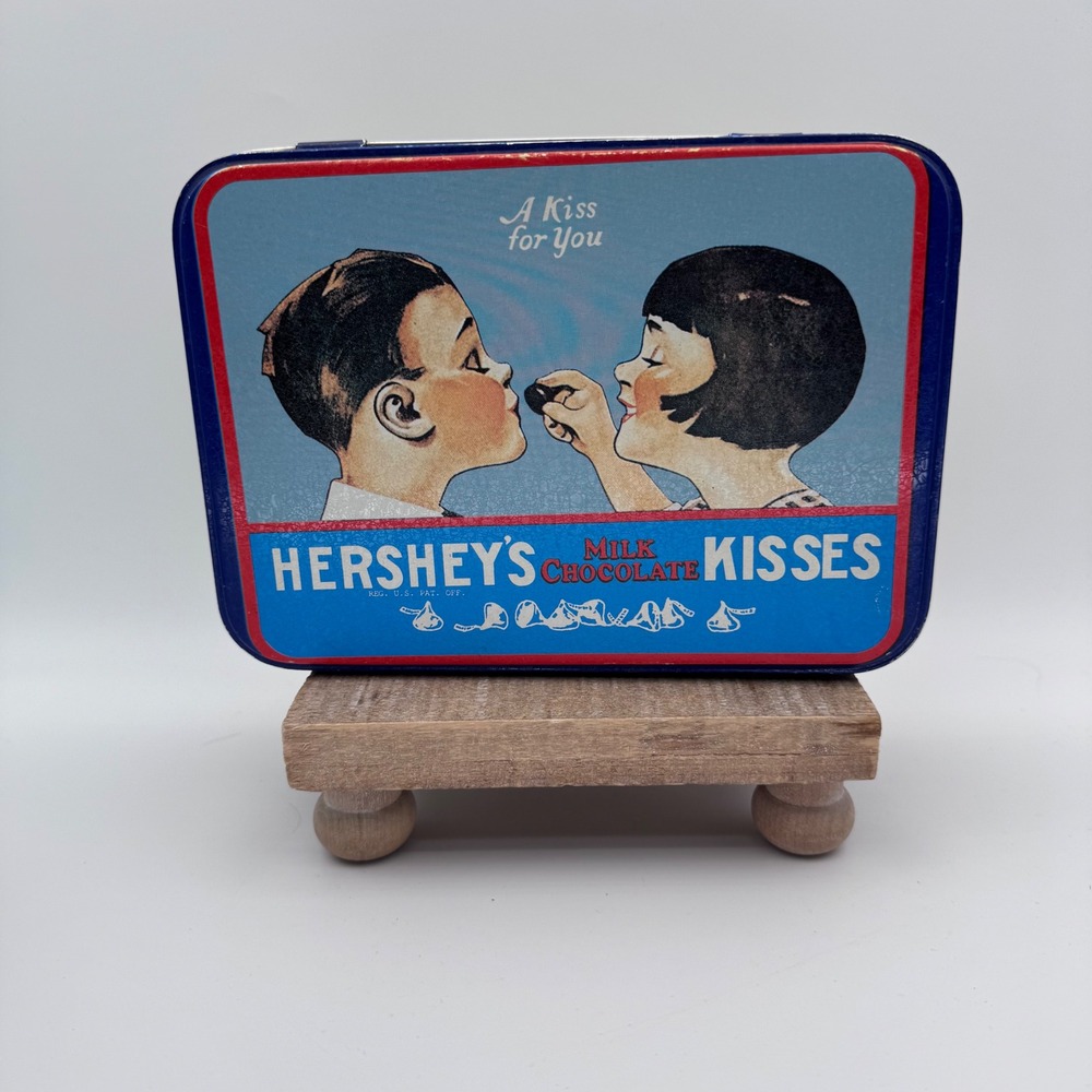Hersheys Milk Chocolate Kisses Tin A Kiss For You Blue Metal Box Storage